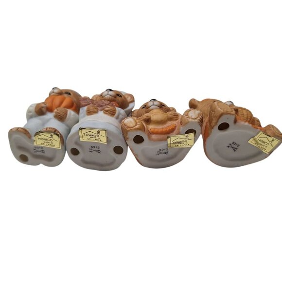 Homco 5312 Bear Indian Pilgrim Thanksgiving Figurines Knick Knack Fall Native - Picture 7 of 8